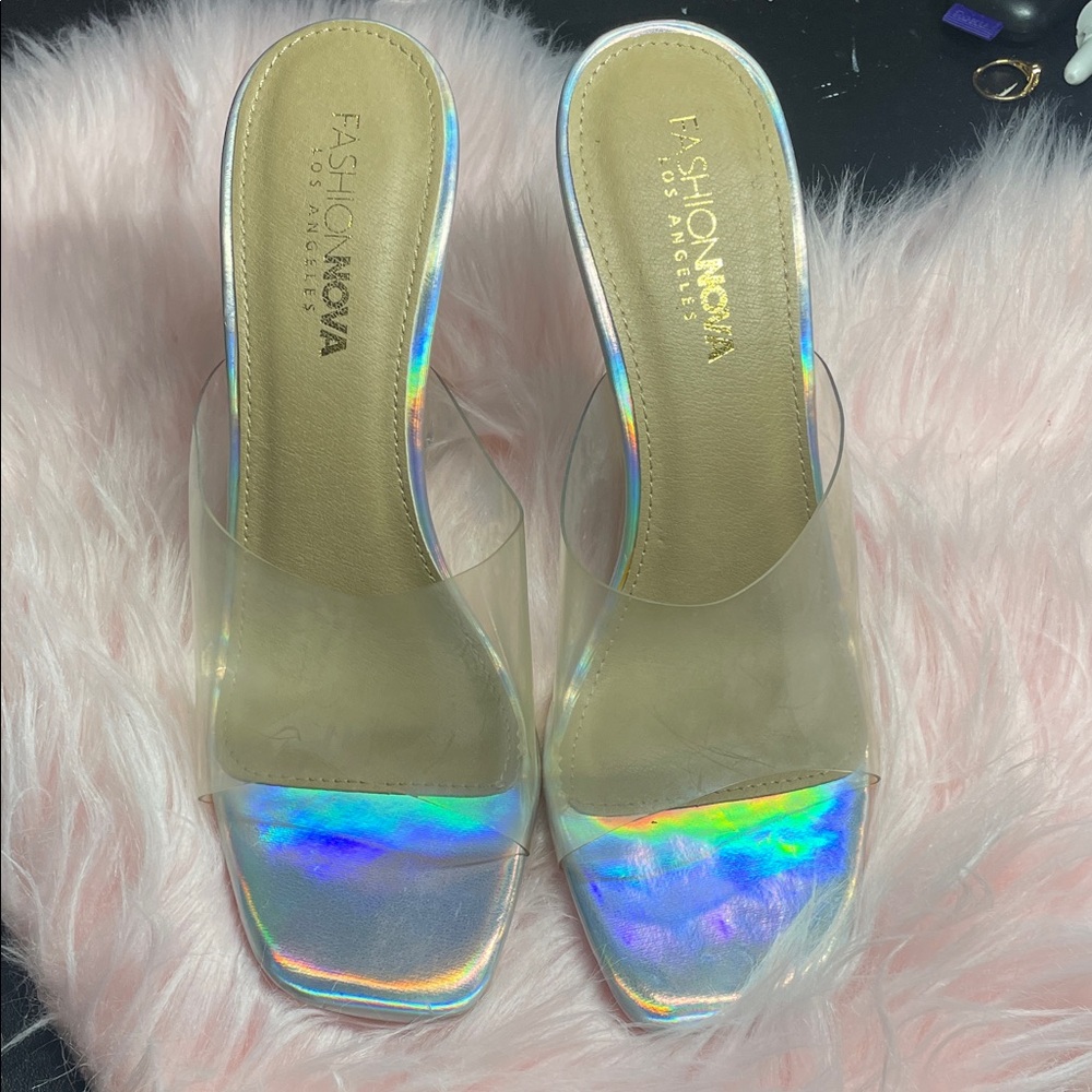 Fashion Nova Iridescent Slide Heels